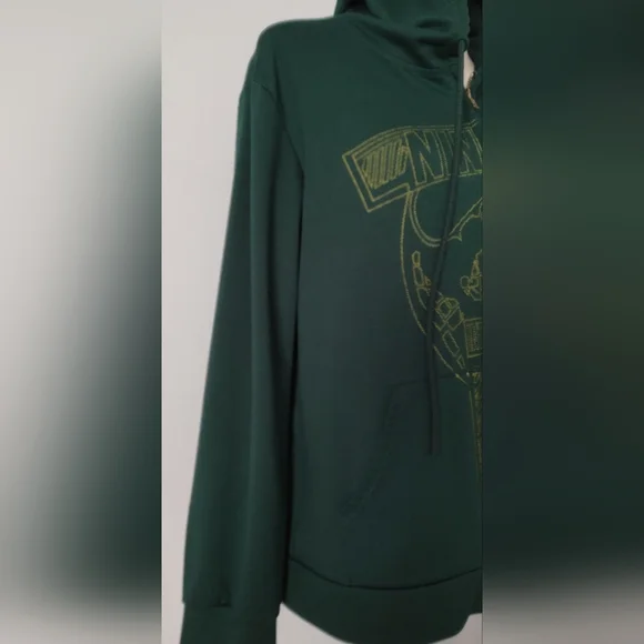 Unbranded Jacket Unixex Green With Hoodie Zipper Front Medium Pockets Good Co - Picture 2 of 6